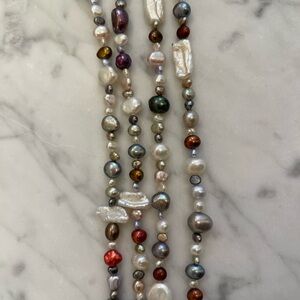 Long freshwater pearl necklace - colorful, high quality